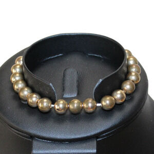 Plastic Gold Tone 7.9mm Bead Ball Stretch Band Bracelet Distressed Faded
